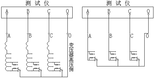 变压器有载开关测试仪带线圈测量接线图及吊芯测量接线图