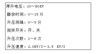 绝缘油介电强度测试仪(六杯)升压设置界面